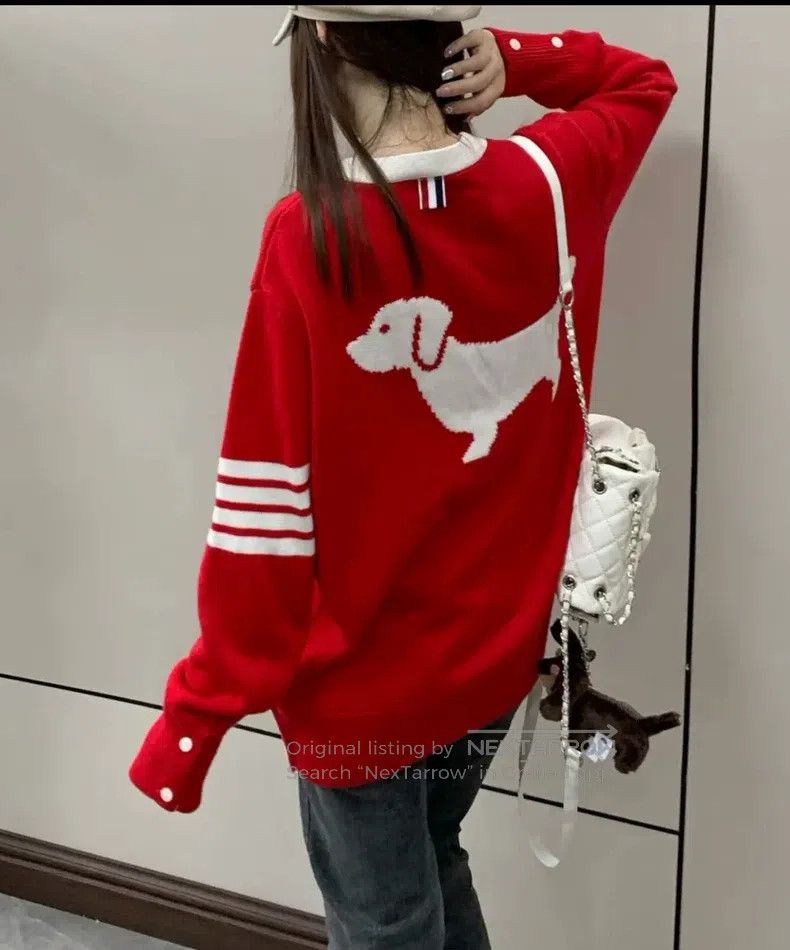 Thom Browne Thom Browne Red retro dog knit cardigan Size M / US 6-8 / IT 42-44 - 3 Thumbnail