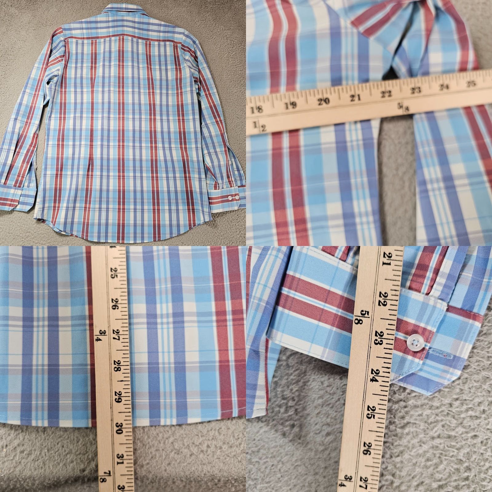 Mizzen+Main Mizzen+Main Dress Shirt Men's Large Trim Blue White Check Stretch Performance Size 42R - 8 Thumbnail