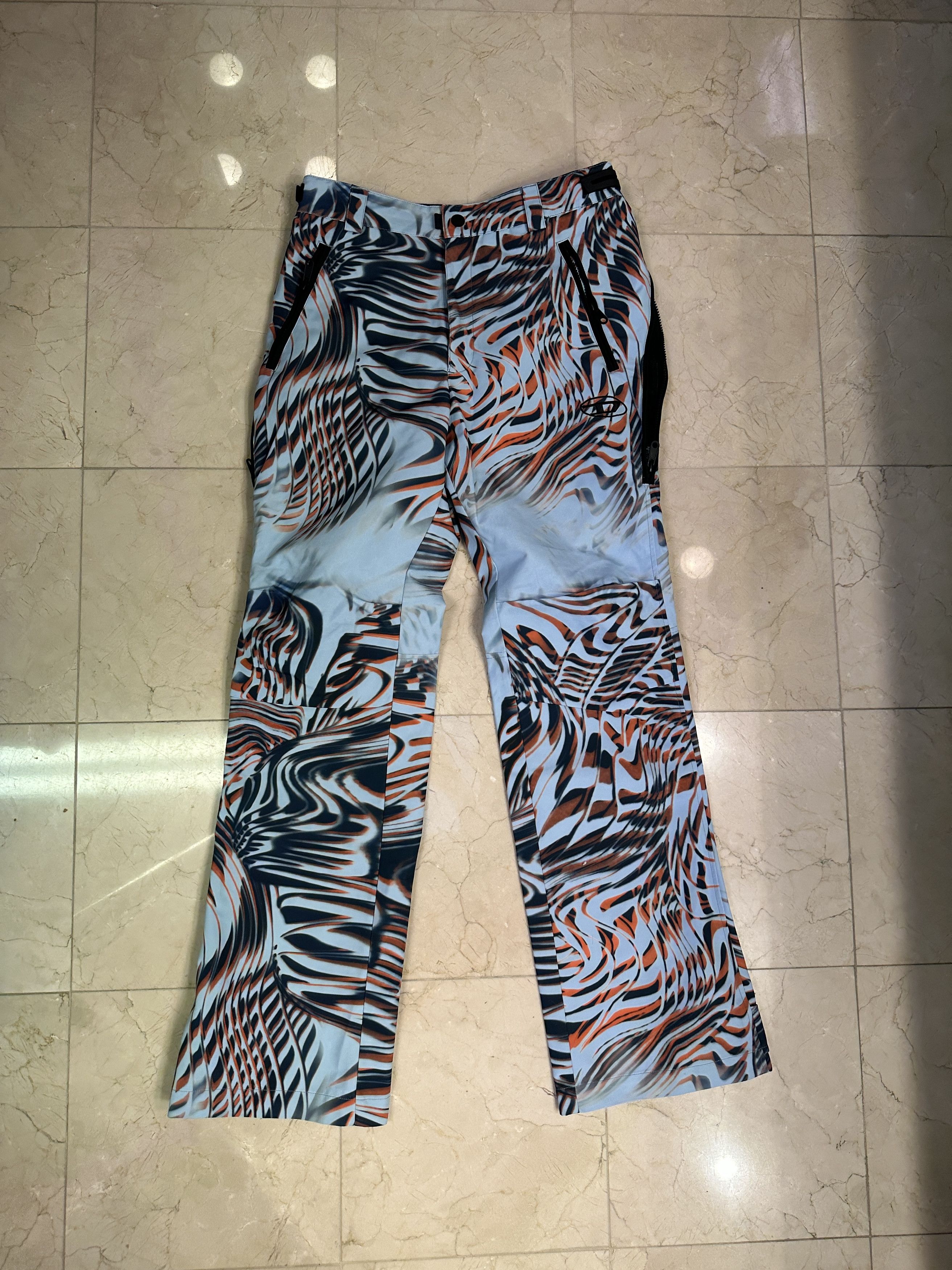 image of Diesel P-Stopford-Psy Optical-Printed Pants in Aqua Blue, Men's (Size 31)