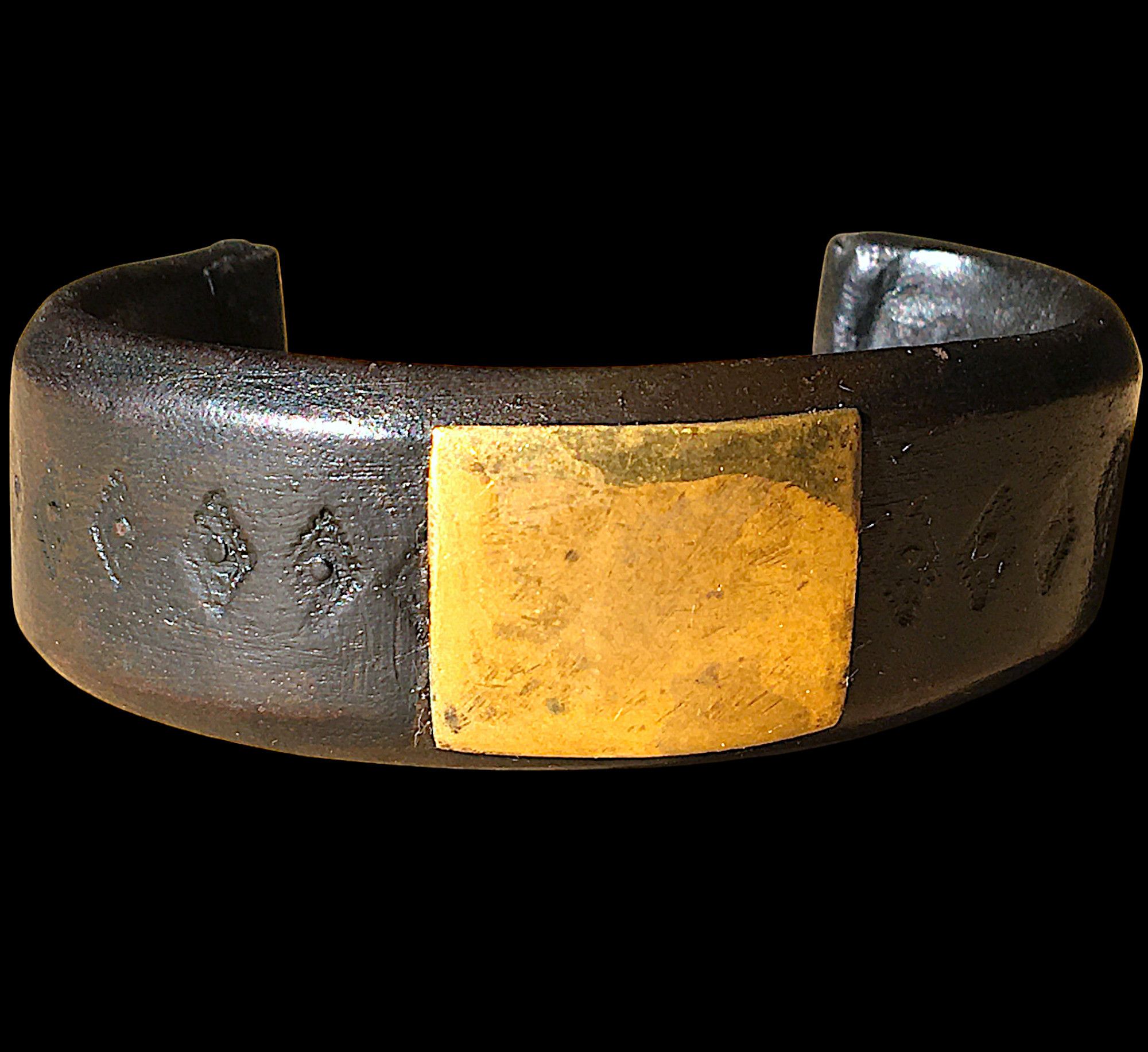 Vintage Tuareg Leather and Brass Cuff Bracelet – Algeria 1970s Size ONE SIZE - 3 Thumbnail