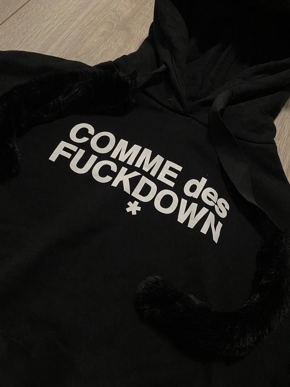 Comme Des Fuck Down Comme des Fuck Down Hoodie Cropped With Faux Fur Y2K Black Size XS / US 0-2 / IT 36-38 - 2 Thumbnail