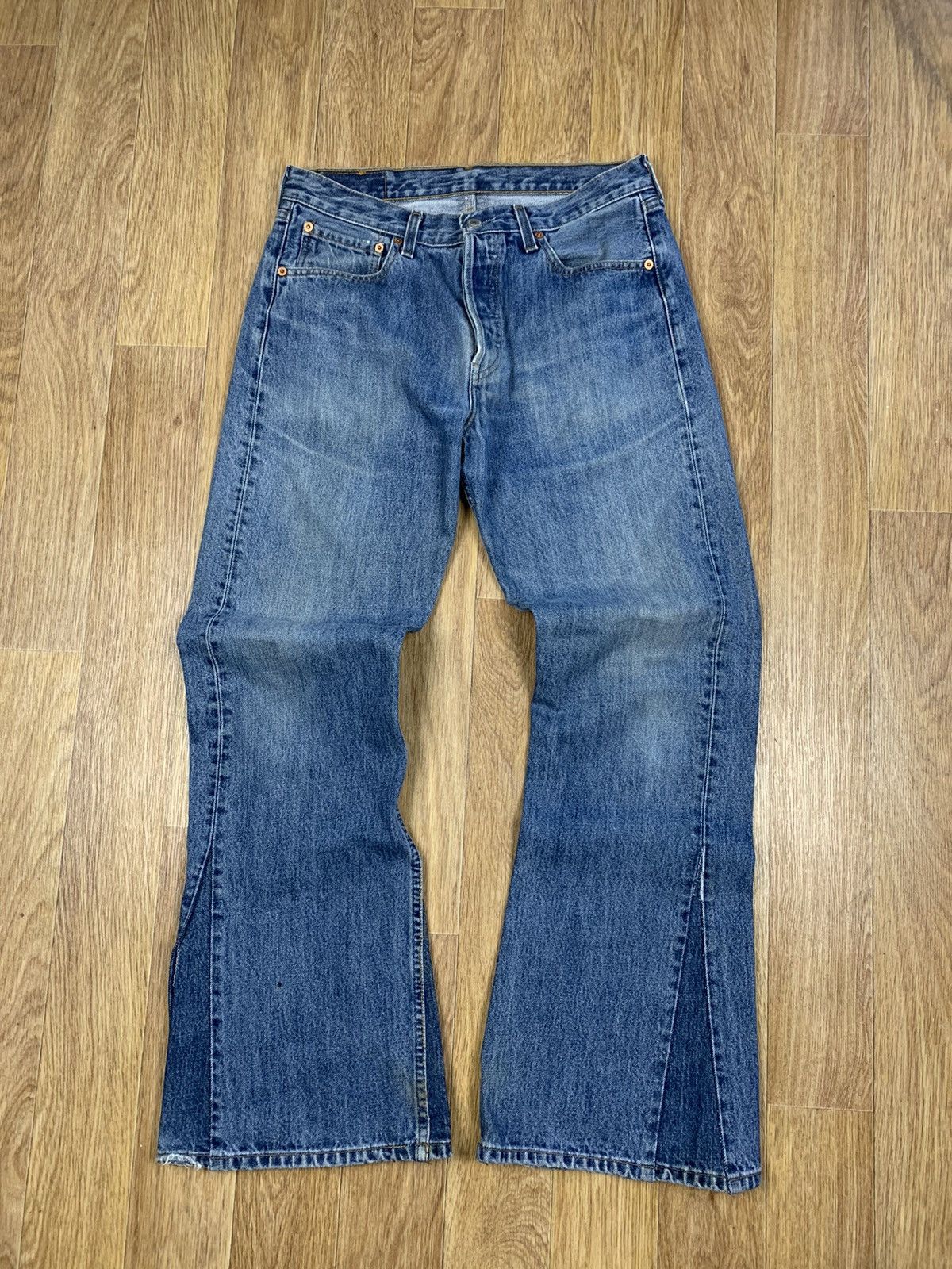 Levi's Levi’s 501 Cowboy Dirty Blue Denim Flared Jeans Size US 32 / EU 48 - 1 Thumbnail