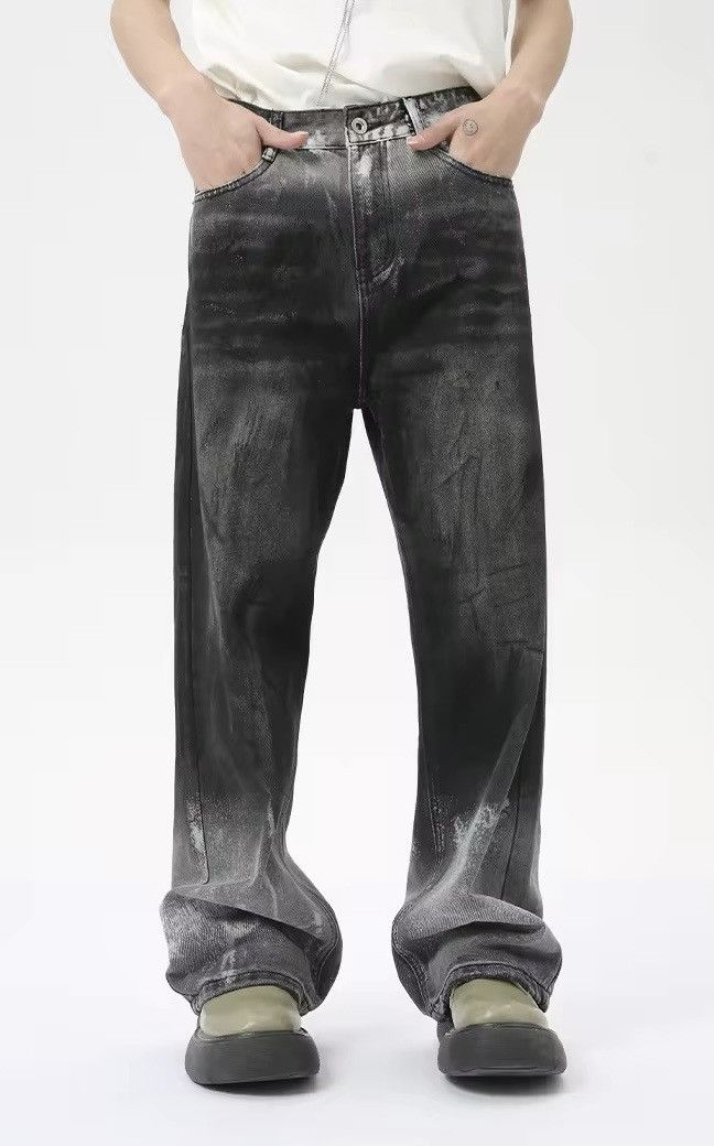 Designer × Vintage Streetwear Gradient Design Loose Straight Washed Jeans Size US 28 / EU 44 - 5 Thumbnail