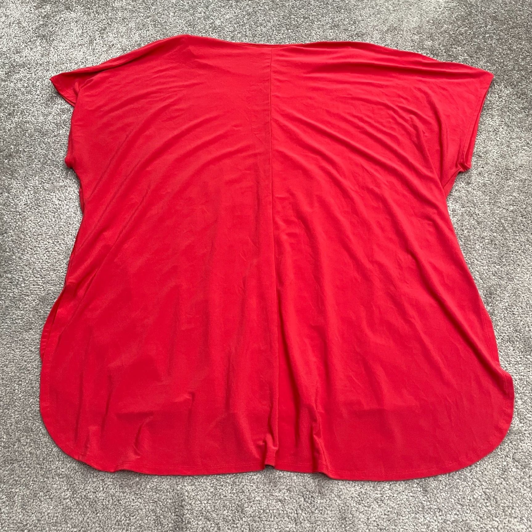Vintage Cato Blouse Womens 20W Red Crew Neck Dolman Short Sleeve Knit Polyester Spandex Plus Size Top Casual VINTAGE(Camera note: not vintage) Size 3XL / US 20-22 - 2 Thumbnail