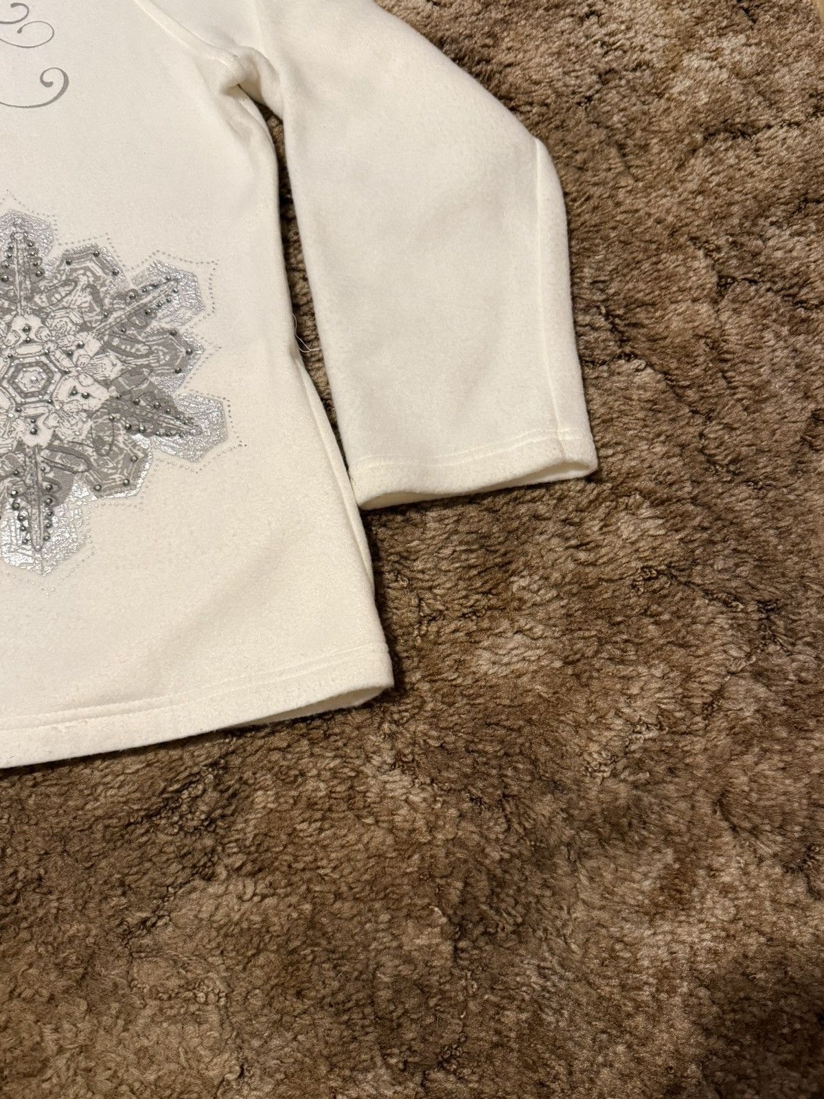 Vintage Alfred Dunner Rhinestone Snowflake Sweater White Large Size US L / EU 52-54 / 3 - 3 Thumbnail