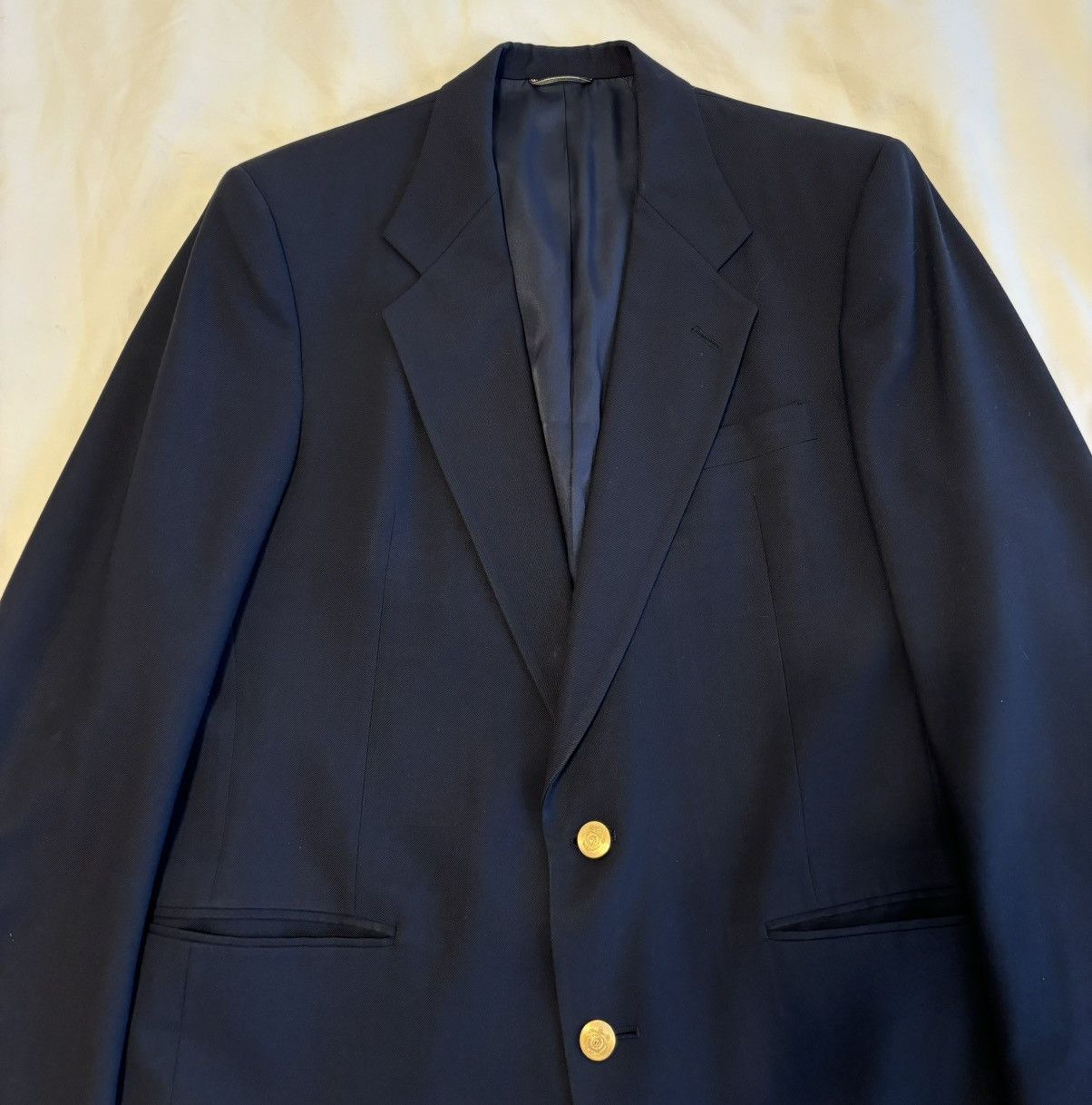 Christian Dior Monsieur × Designer × Vintage Vintage Christian Dior Gold Button Navy Blue Blazer Mens 42R Size 42R - 3 Thumbnail