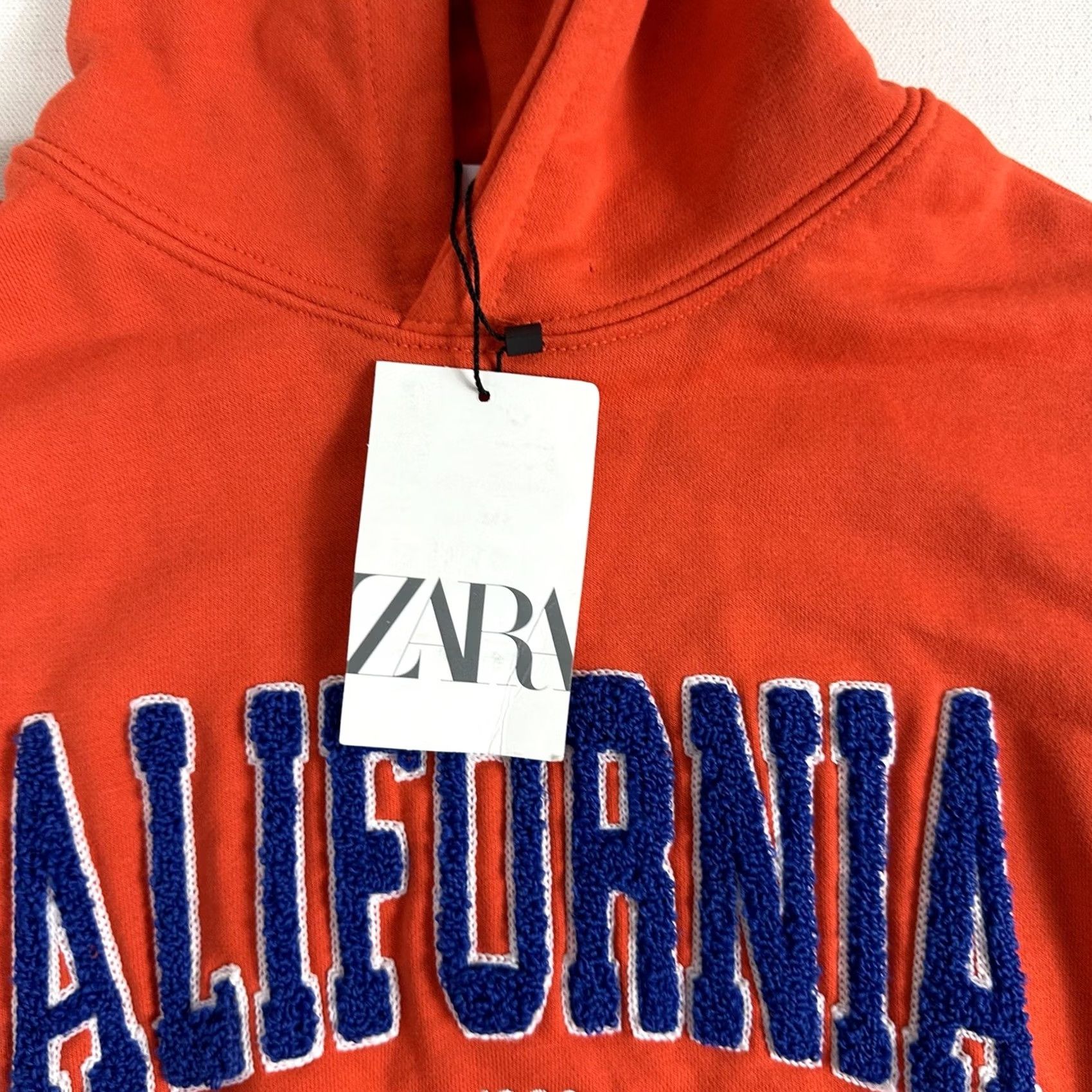 Zara Zara Hoodie California Long Sleeve Pullover Casual Women Size 9 Orange 100% Cotton Fleece Regular Sweatshirt PullOver solid Outdoor Sports Womens Size M / US 6-8 / IT 42-44 - 5 Thumbnail