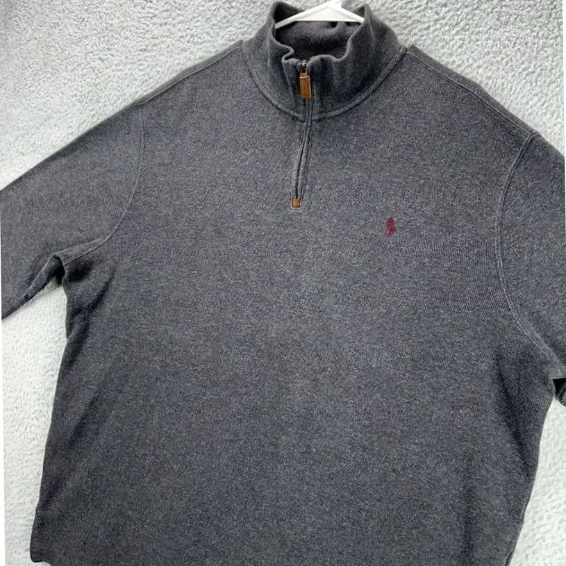 Polo Ralph Lauren Polo Ralph Lauren Sweatshirt Mens XL Grey Red Pony Quarter Zip Pullover Mock Neck 1/4 Zip Casual Outdoor Wool? Size US XL / EU 56 / 4 - 6 Thumbnail