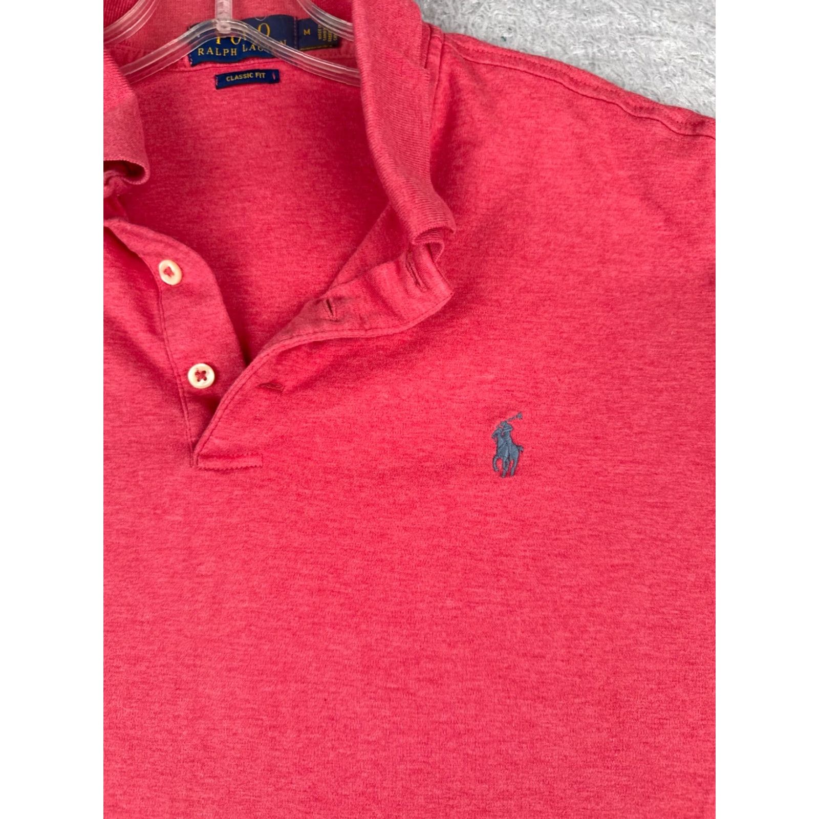 Ralph Lauren Ralph Lauren Polo Shirt Men Medium Pink 100% Cotton Jersey Slim Fit Short Sleeve Button Collared Logo Embroidered Modern American Sports Shirt Size US M / EU 48-50 / 2 - 6 Thumbnail