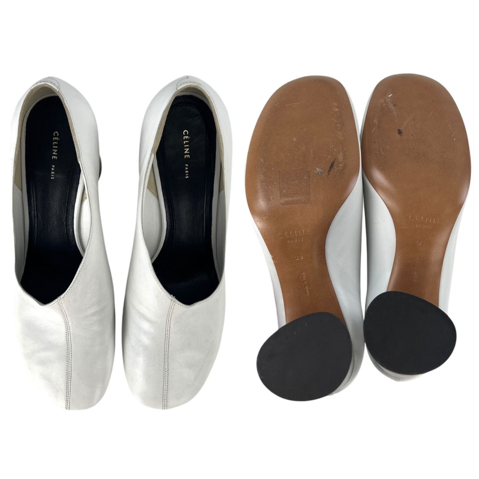 Celine Celine White Block Heels Size US 8 / IT 38 - 5 Thumbnail