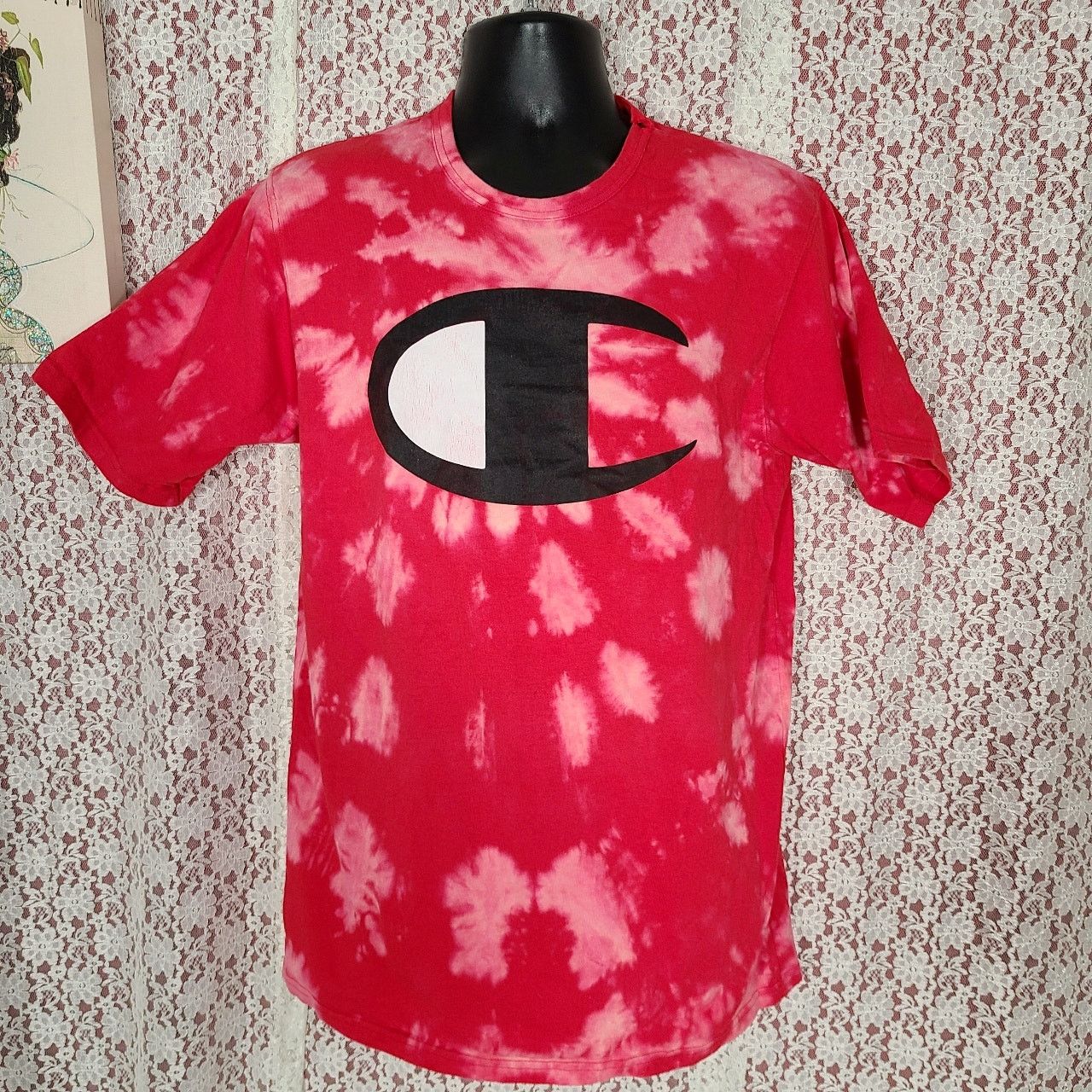 Champion Vintage 90s Champion red bleach tie dye graphic tshirt large Size US L / EU 52-54 / 3 - 1 Thumbnail