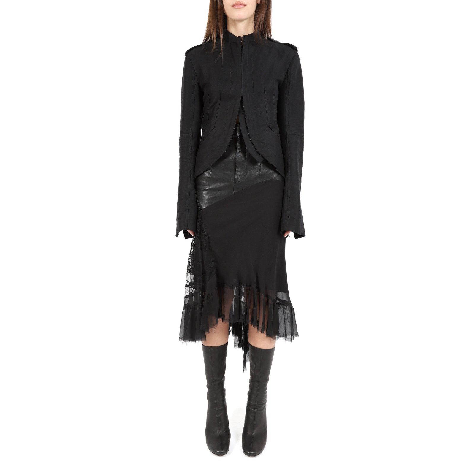 Haider Ackermann FW17 Belted Military Jacket in Black Cotton Size XS / US 0-2 / IT 36-38 - 8 Thumbnail