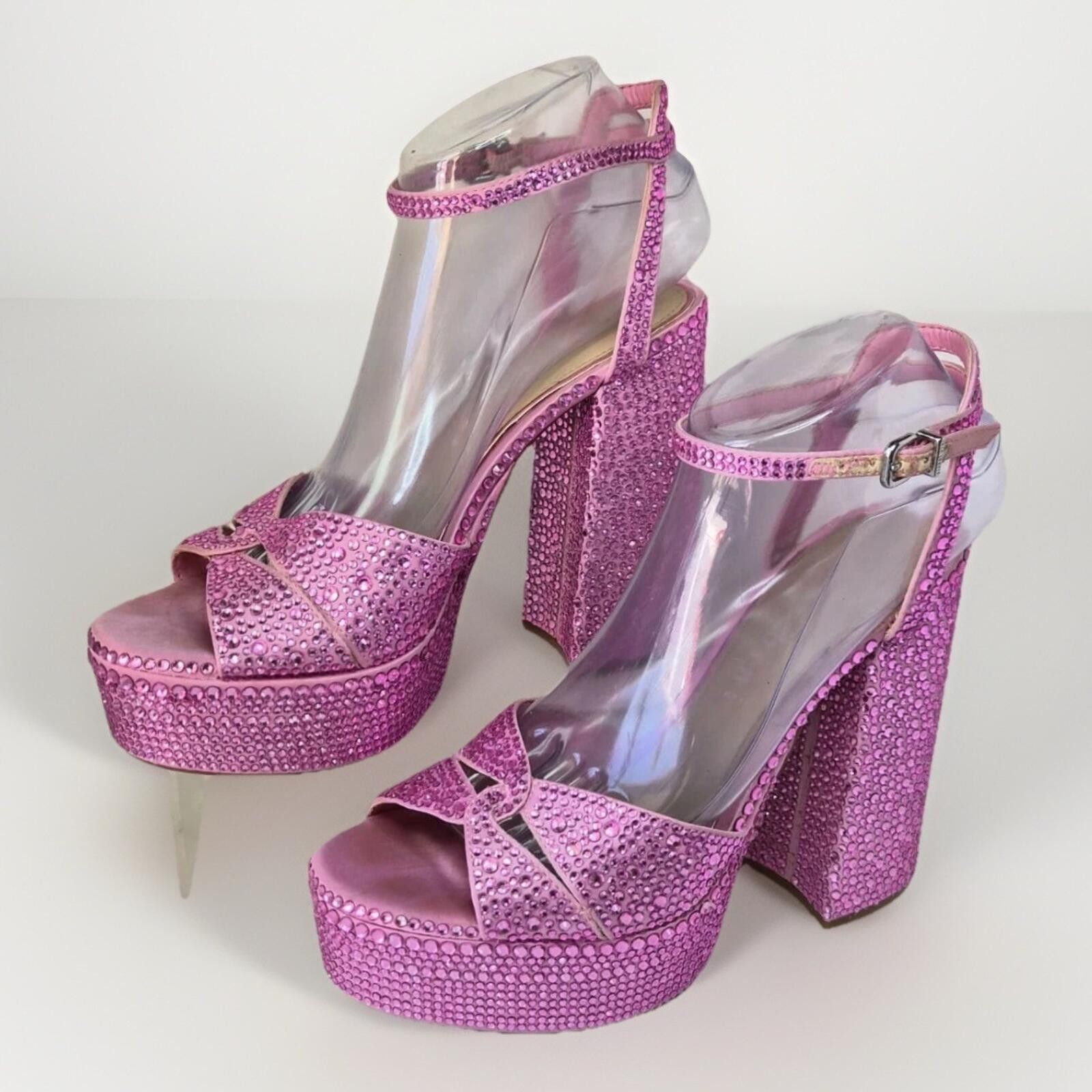 Other Gianni Bini Pink Strappy Block Women's 8.5 Embellish Buckle Size US 8 / IT 38 - 1 Thumbnail