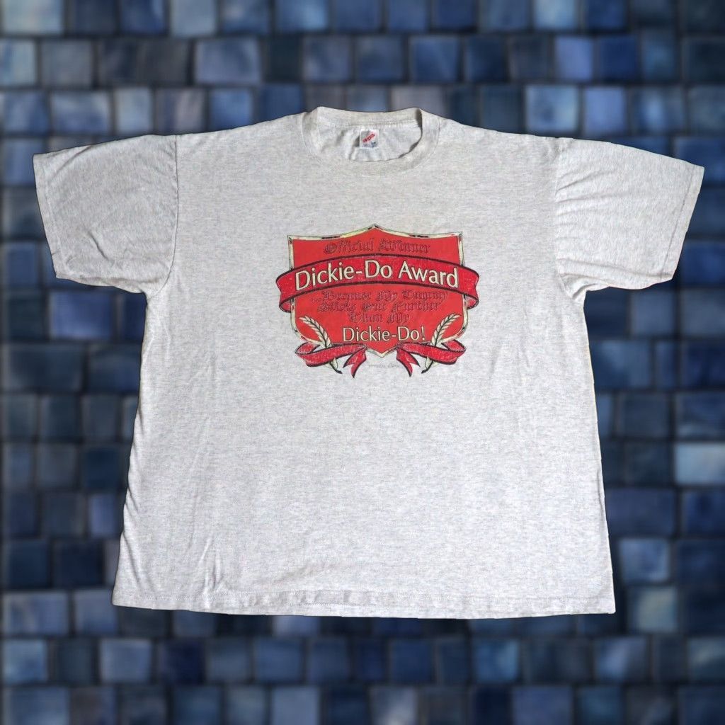 Jerzees VTG Jerzees T-Shirt Gray 2XL Dickie-Do Big Guy Humor US 1990s Mens Short Sleeve Graphic Tee Size US XXL / EU 58 / 5 - 1 Thumbnail
