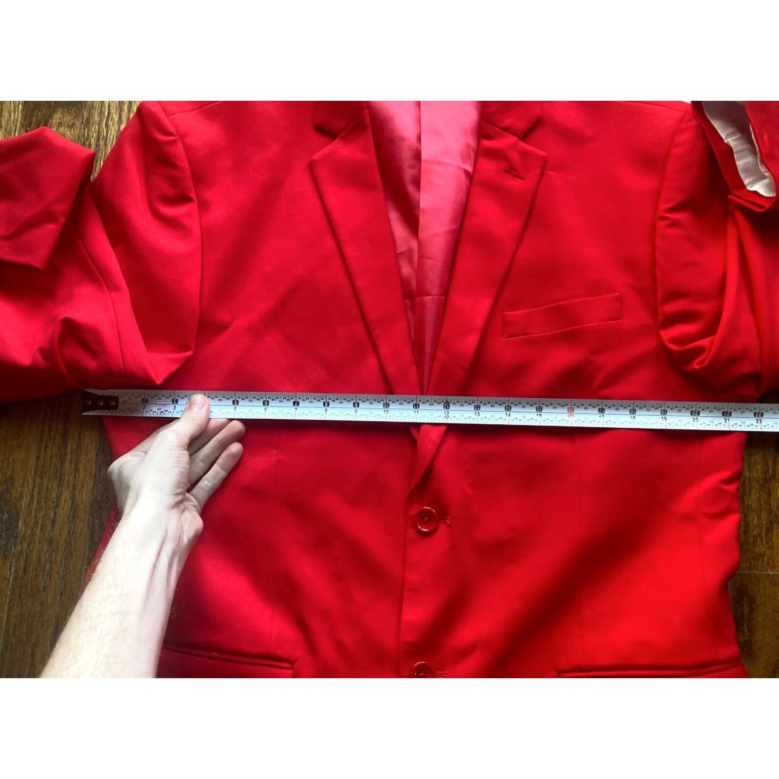 Vintage Barabas 2 Piece Suit Mens 44R Jacket 38x31 Pants Red Slim 2 Button Size 44R - 5 Thumbnail