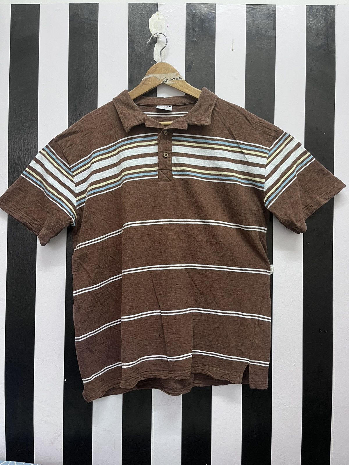 Vintage T Shirt Collar Striped Button Vintage Size US XXL / EU 58 / 5 - 1 Thumbnail
