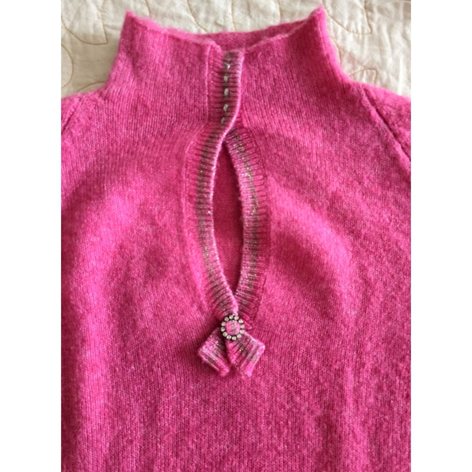 Free People VINTAGE Free People sweater Womens Small pink Wool knit top Keyhole Neck Y2K Coquette Marie Antoinette 90s style Womens Size S / US 4 / IT 40 - 3 Thumbnail