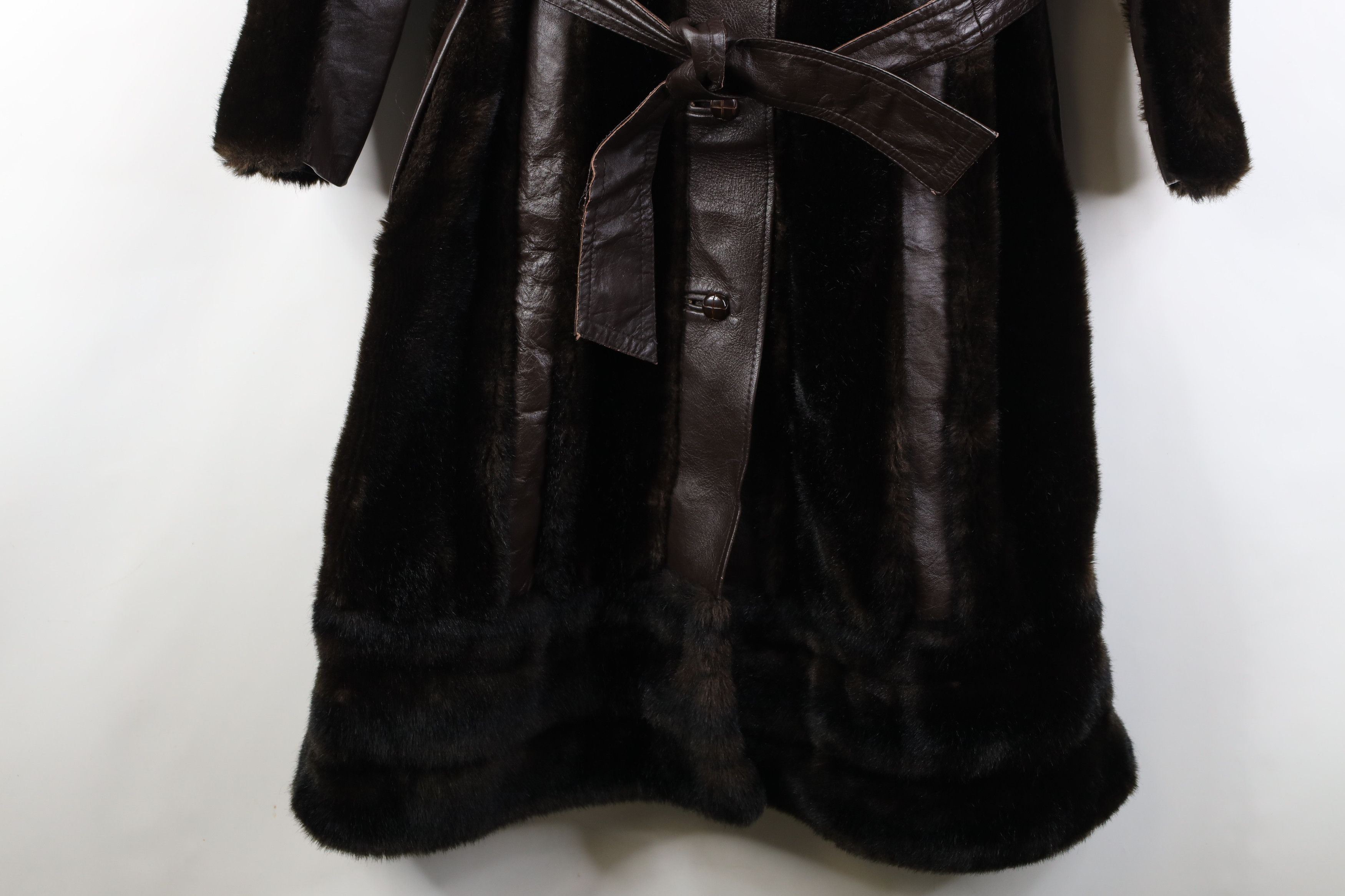 Vintage Vintage 70s Streetwear Babydoll Leather Trim Belted Jacket Size L / US 10 / IT 46 - 3 Thumbnail