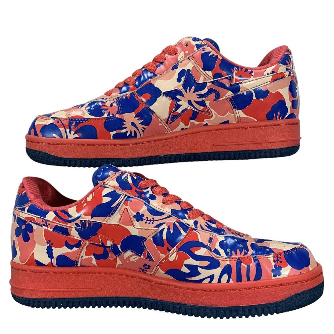 Vintage A Bathing Ape Bape Red Blue Aloha Hawaiian Sneakers