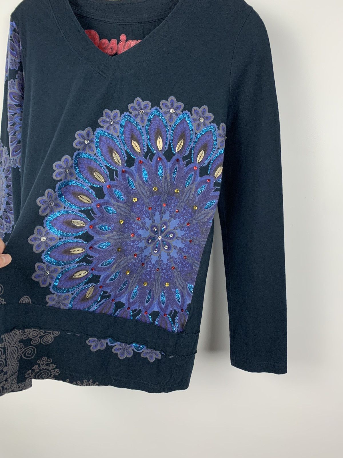 Desigual Vintage Y2K Desigual Floral Pattern Long Sleeve T-Shirt Blue Size XL / US 12-14 / IT 48-50 - 6 Thumbnail