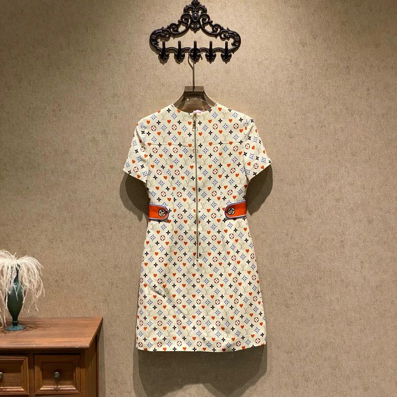 Louis Vuitton Louis Vuitton White Tri-color Old Flower Full Print Dress Size XS / US 0-2 / IT 36-38 - 2 Thumbnail