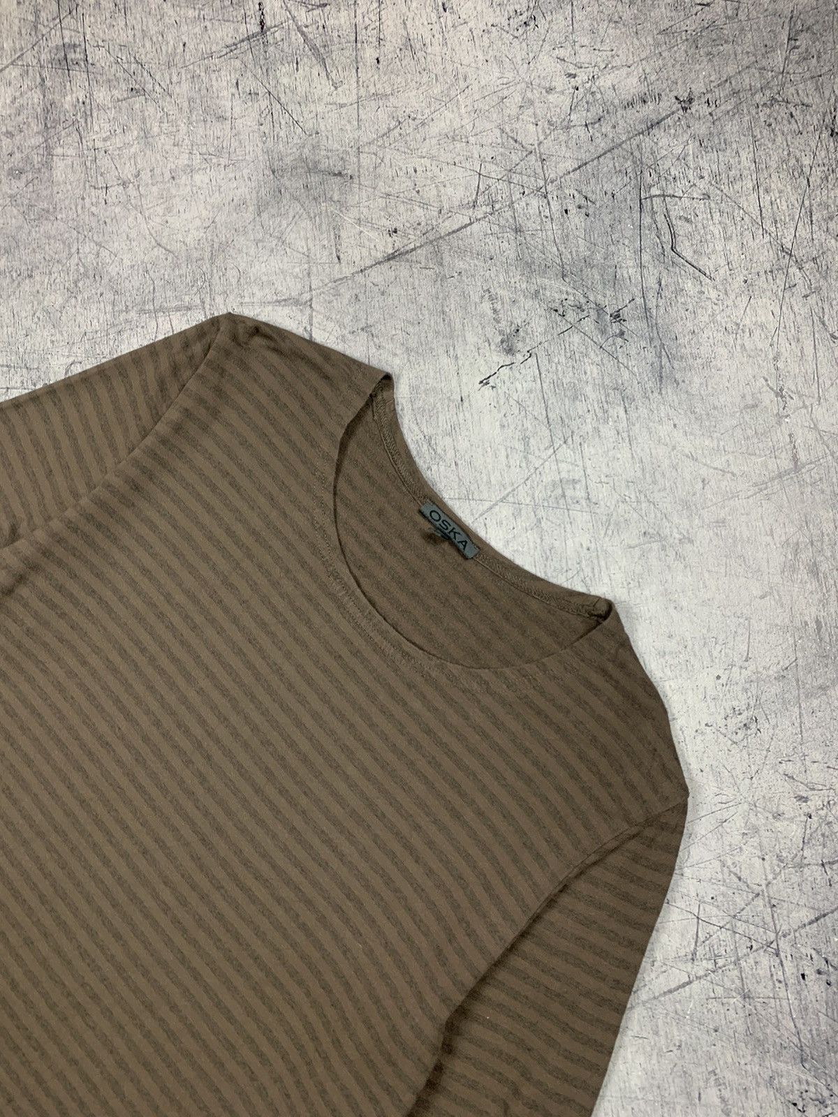 OSKA Oska Striped Long Sleeve T-Shirt Brown Size 4 Avant Garde Size S / US 4 / IT 40 - 2 Thumbnail