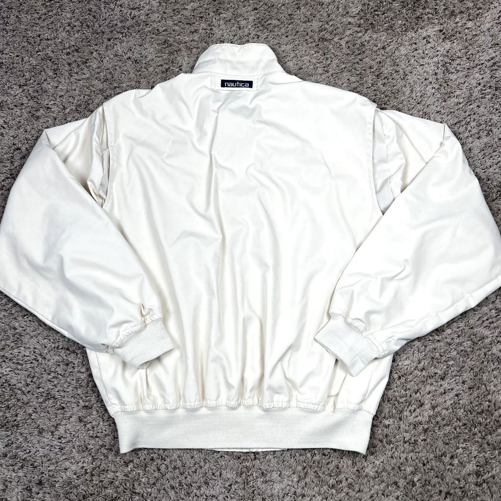 Nautica VINTAGE Nautica Full Zip Beige Lined Golf Jacket Logo Patch Mens XL Pockets Size US XL / EU 56 / 4 - 3 Thumbnail