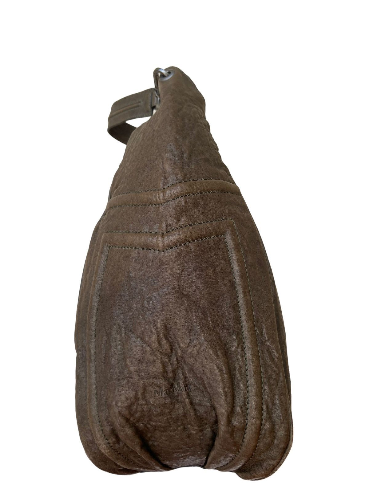 Leather Vintage MaxMara Made in Italy Patina Leather Hobo Bag Size ONE SIZE - 14 Thumbnail