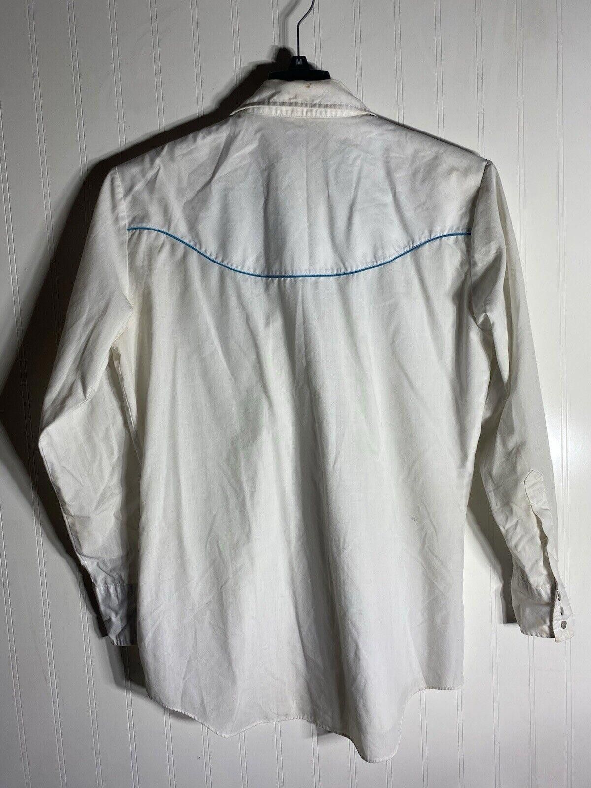 Designer Ely Diamond White Embroidered Western Shirt Mens Size M Size US M / EU 48-50 / 2 - 2 Thumbnail