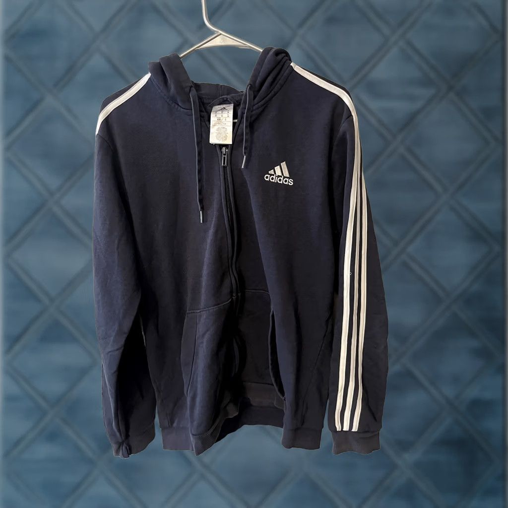 Adidas Adidas Hoodie Sweatshirt Men's Medium Full Zip Navy Blue Activewear Size US M / EU 48-50 / 2 - 1 Thumbnail