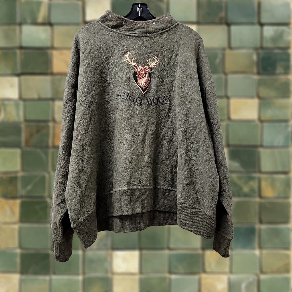 Hugo Boss VINTAGE Hugo Boss Sweater Mens 2XL Pullover Mock Neck Casual Black Knit Wool Cotton Acrylic Button Crew Neck Pullover Mens 2XL Size US XXL / EU 58 / 5 - 1 Thumbnail