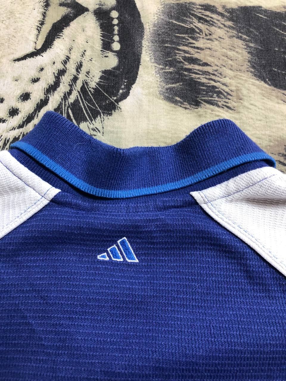 Adidas Vintage Blue Football Adidas Collar Polo Shirt Size US L / EU 52-54 / 3 - 9 Thumbnail