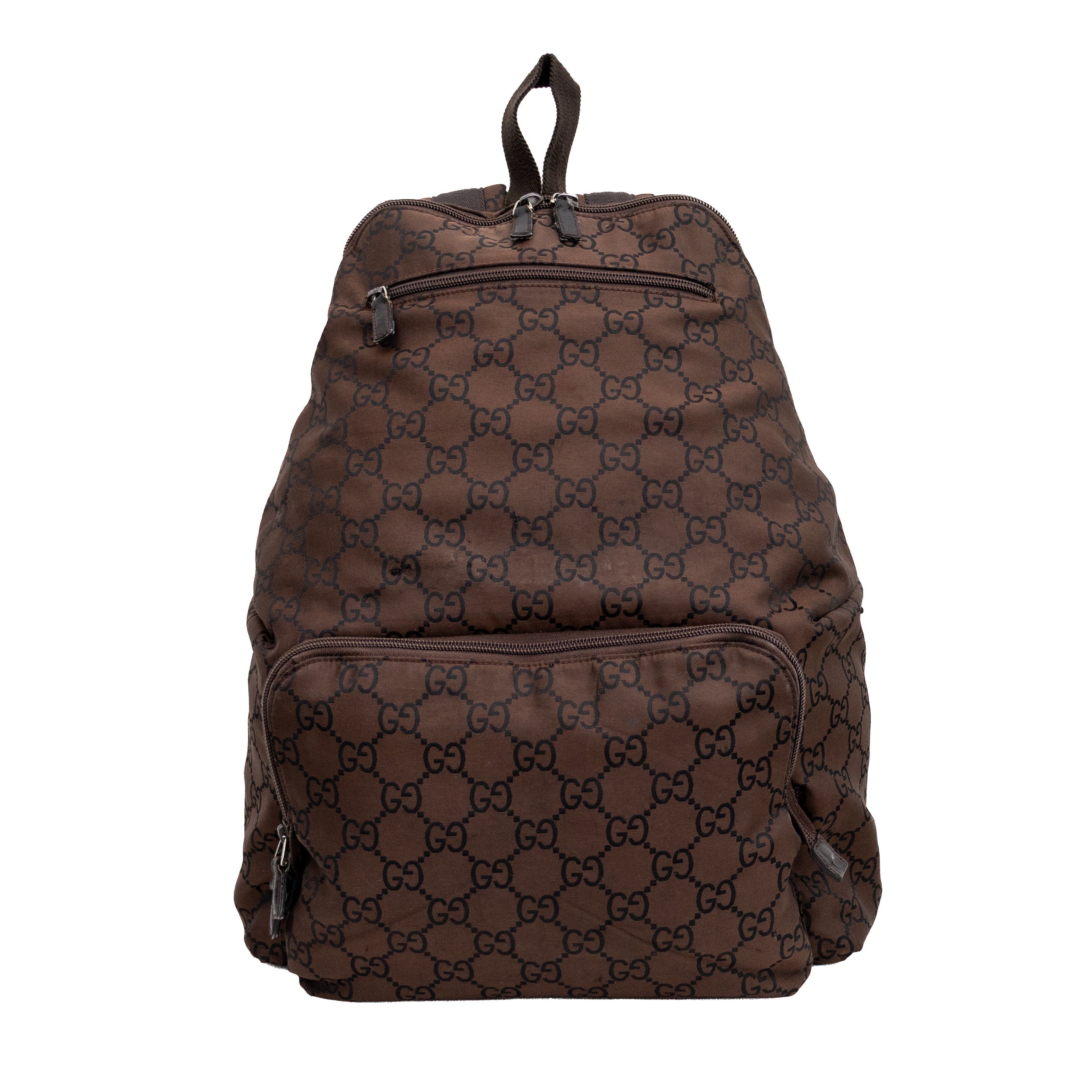 Gucci Authentic Gucci GG Monogram Brown Nylon Backpack Size ONE SIZE - 1 Thumbnail