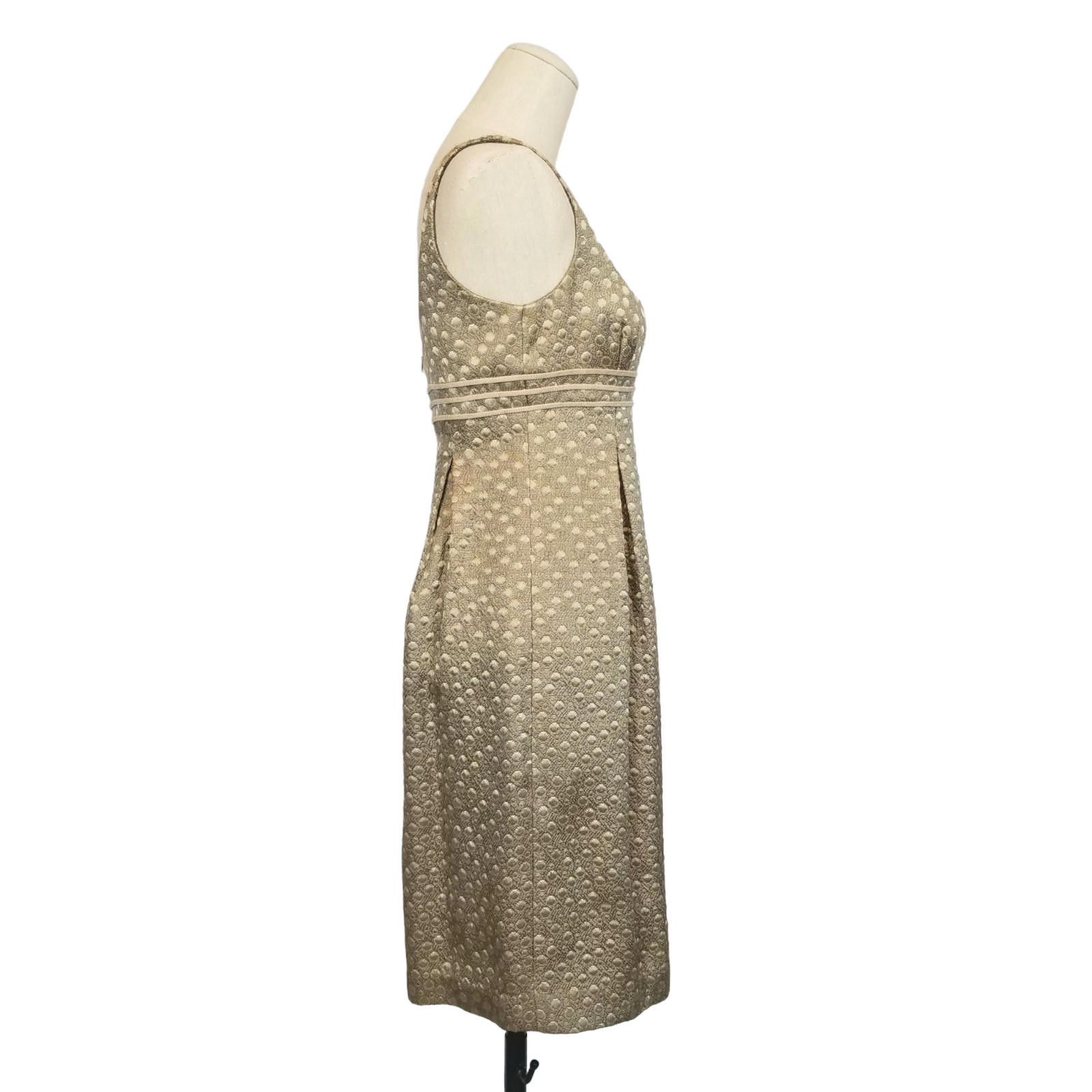 Designer Carmen Marc Valvo Metallic Gold Brocade Dress Sz 2 Size XS / US 0-2 / IT 36-38 - 6 Thumbnail