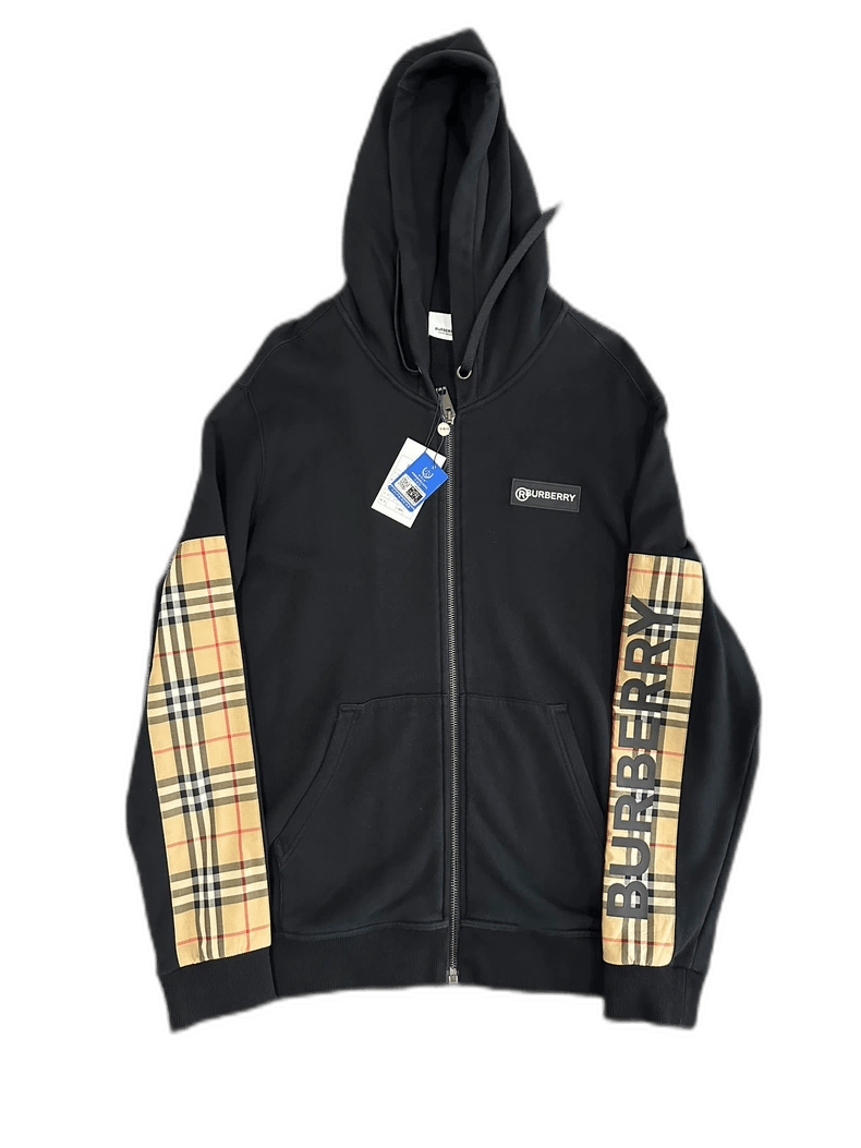 Burberry Burberry Check Sleeve Zip Hoodie Size US L / EU 52-54 / 3 - 1 Thumbnail