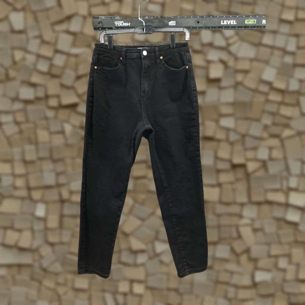 Vintage Wax Jean High Rise Skinny Jeans Juniors 9 Black Dark Wash Denim 5-Pocket Belt Loops Cotton Cotton Blend Size 30" / US 8 / IT 44 - 1 Thumbnail