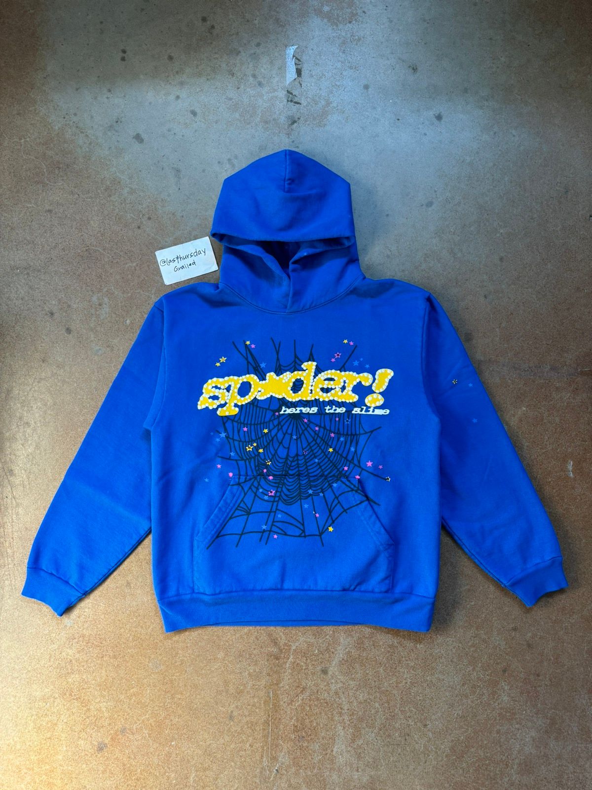 Young Thug Sp5der Worldwide TC Hoodie Blue Small | Grailed