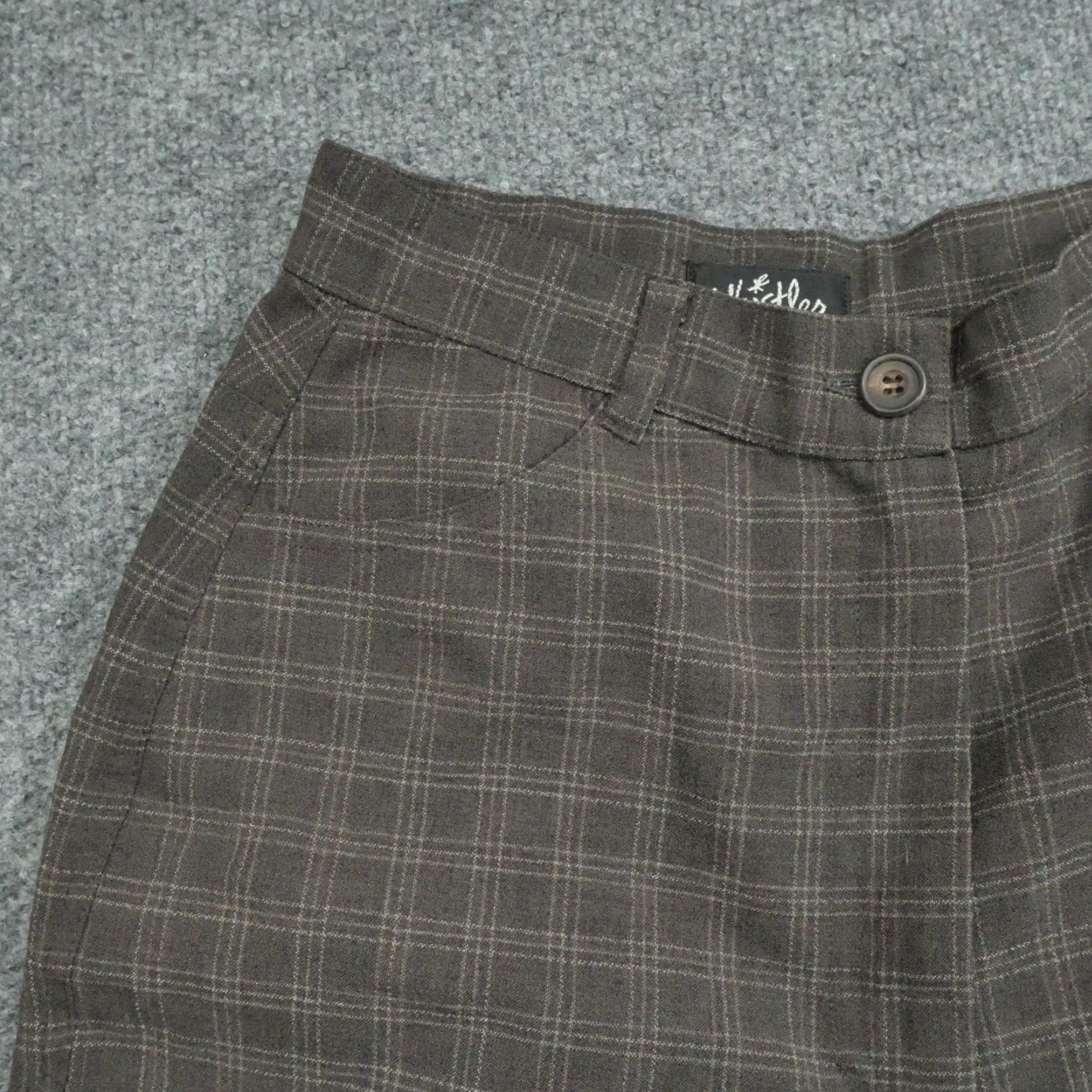 Whistles VINTAGE Whistles Pants Womens 8 Brown Plaid High Rise 26x31 90s Casual Workwear Women Size 26" / US 2 / IT 38 - 2 Thumbnail