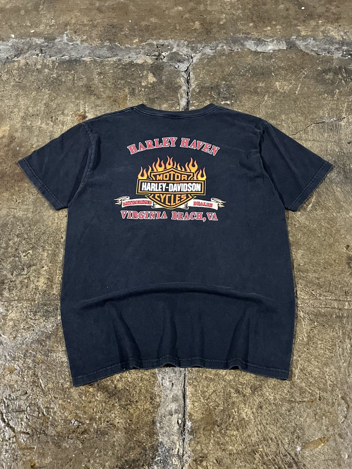 Harley Davidson × Vintage CRAZY VINATGE Y2K HARLEY DAVDISON FLAME LOGO POCKET TEE Size US L / EU 52-54 / 3 - 1 Thumbnail
