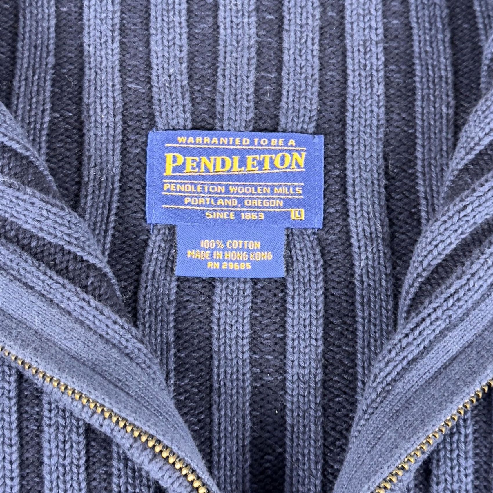 Pendleton Pendleton Sweater Mens Large Blue 1/4 Zip Cotton Mock Neck Pullover Knit Size US L / EU 52-54 / 3 - 2 Thumbnail