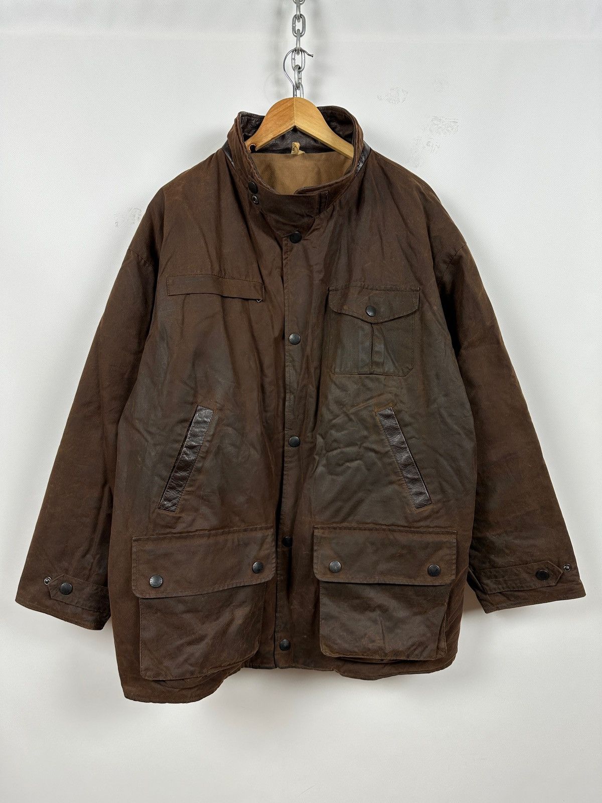 Barbour Vintage Barbour Bushman Brown Waxed Heavy Coat Jacket Size US XL / EU 56 / 4 - 2 Thumbnail