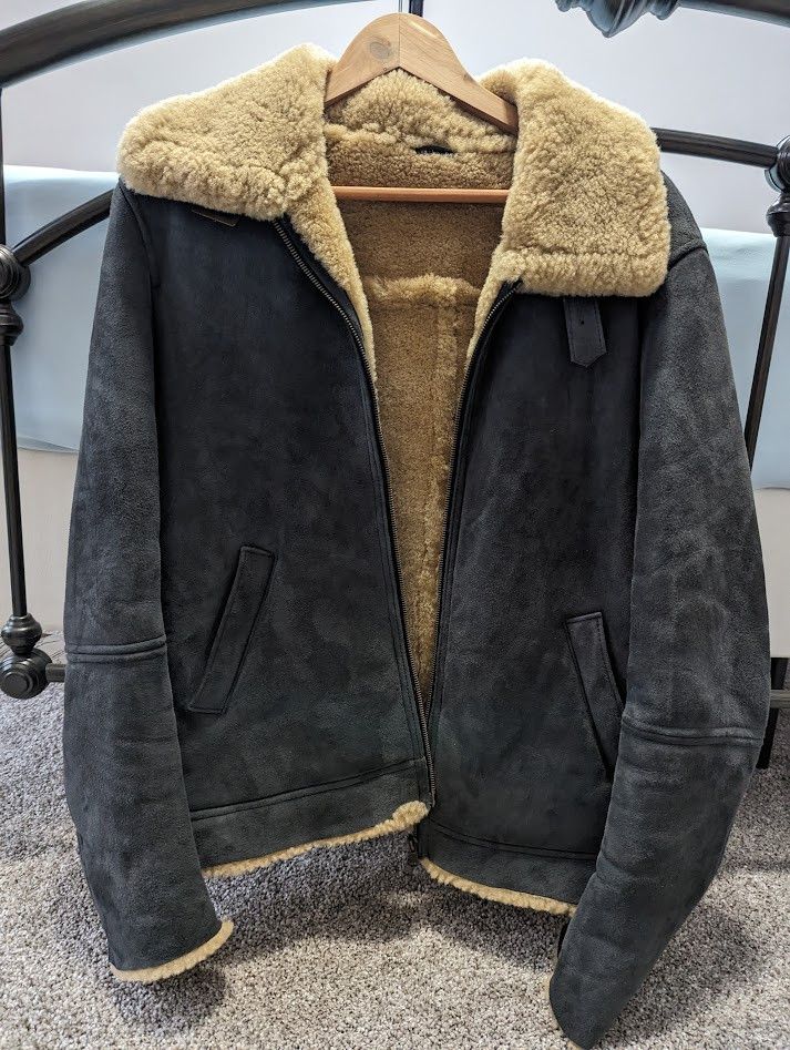 Image of Cromford Leather Co Cromford Charcoal Shearling Bomber, Men's (Size Large)