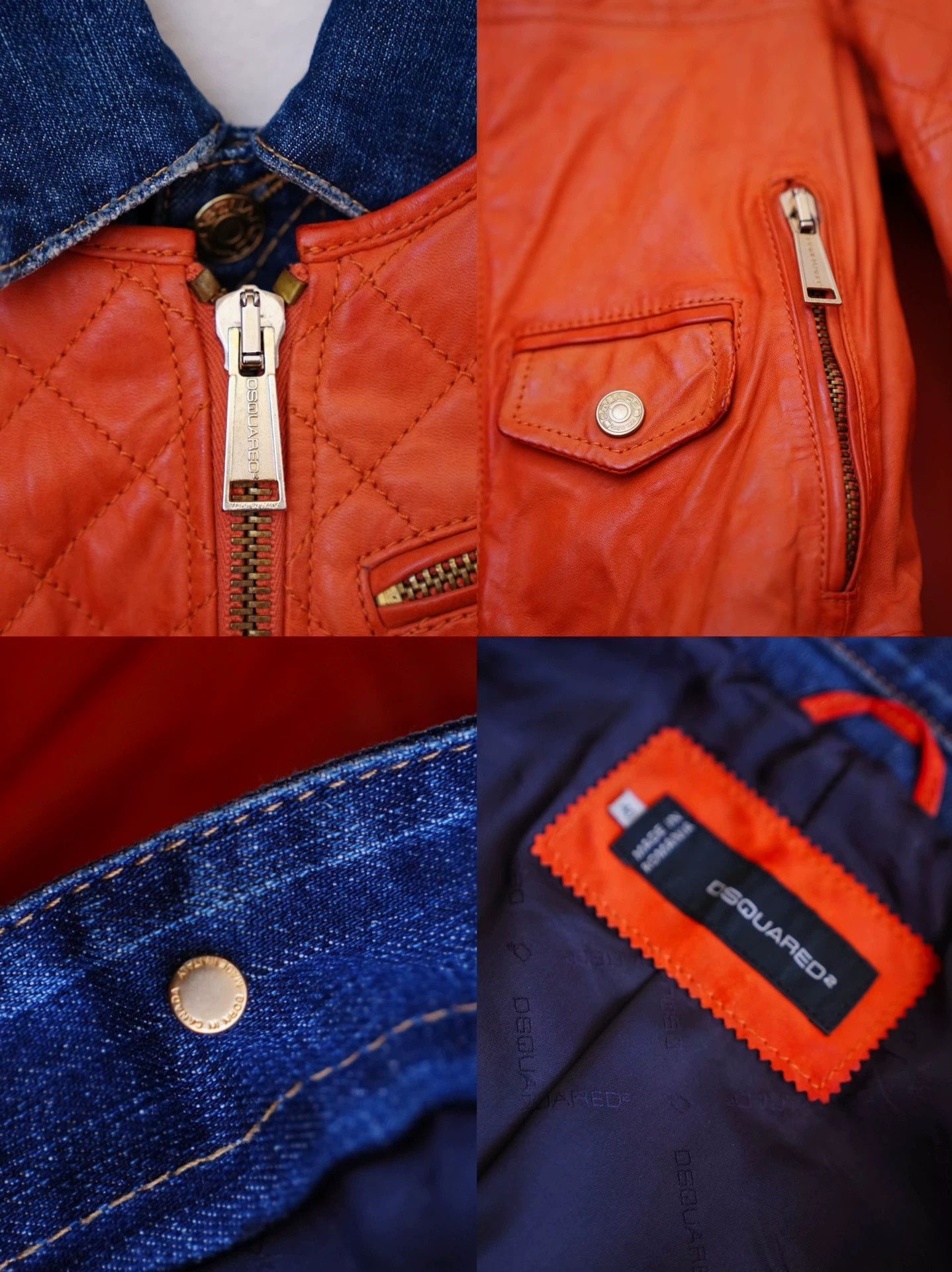 Dsquared2 Dsquared2 Leather Denim Moto Short Jacket S/M Size S / US 4 / IT 40 - 4 Thumbnail