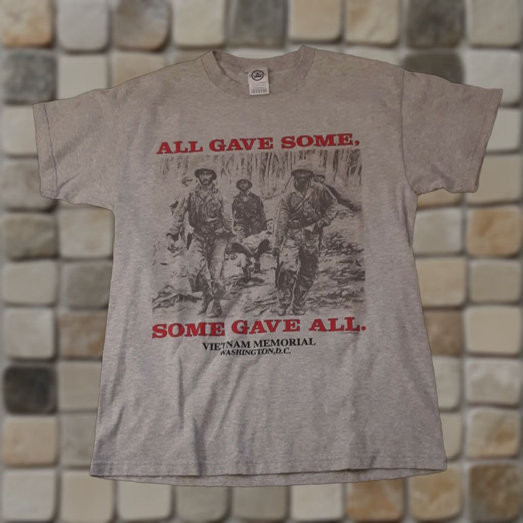 SOMET Viet Nam Memorial T-Shirt Washington D.C. M Gray Men Short Sleeve Graphic 90s Viet Nam Theme Womens/Mens Size US M / EU 48-50 / 2 - 1 Thumbnail