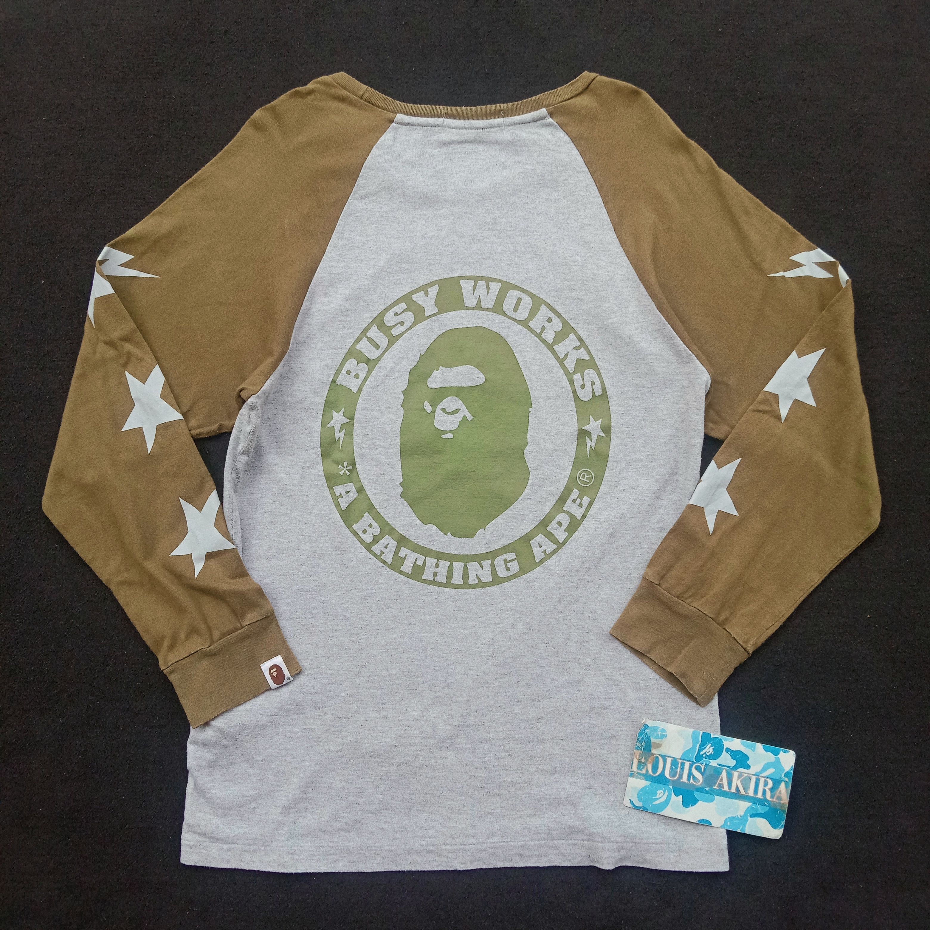 image of Bape Sta Long Sleeve Tee in Grey, Men's (Size Small)