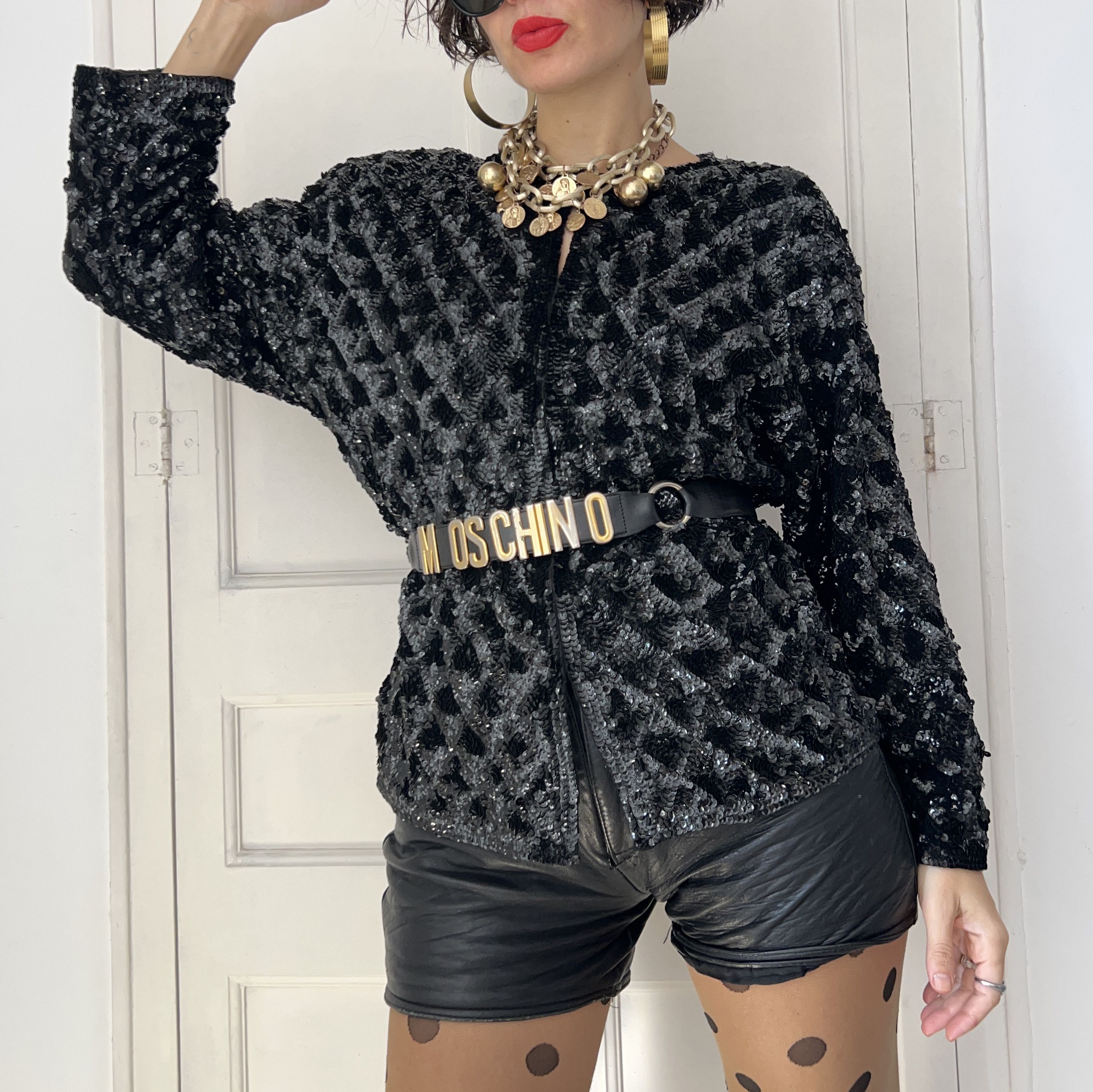 Vintage Vintage 80s Black Sequin Jacket Size L / US 10 / IT 46 - 7 Thumbnail