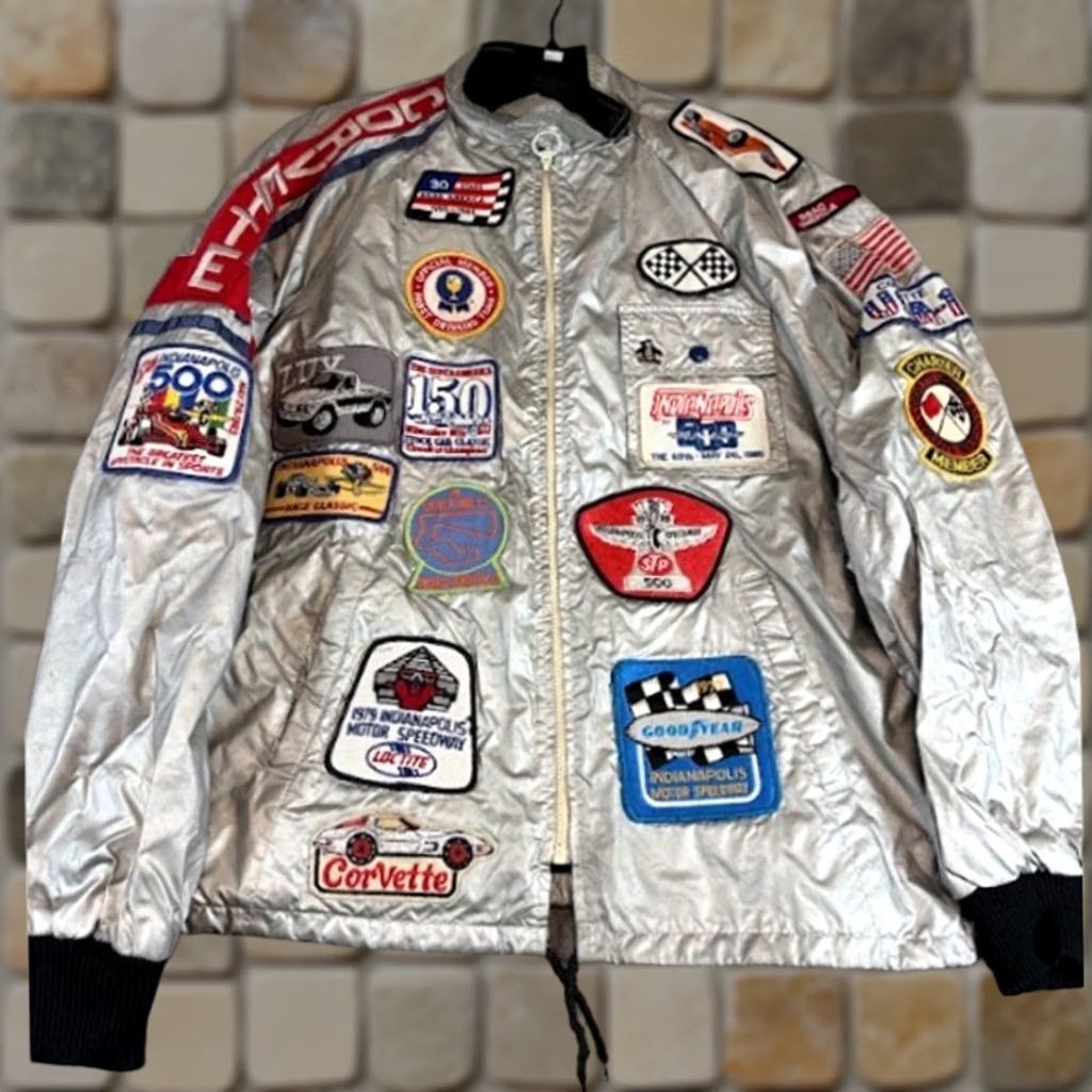 NASCAR VTG NASCAR Patchwork Racing Jacket Mens L Silver Satin Goodyear Indy Motorsports Bomber Jacket Mens X-Large? Size US L / EU 52-54 / 3 - 1 Thumbnail