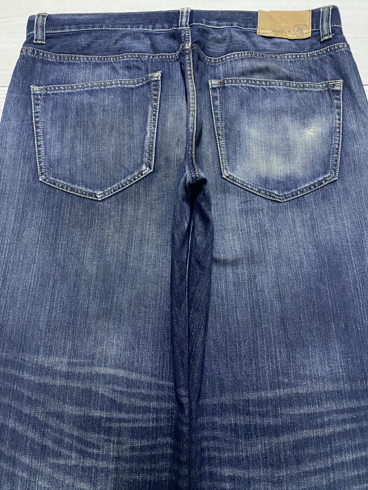 Japanese Brand Vintage Navy Produce Faded Baggy Wide Leg Jeans Size US 37 - 4 Thumbnail