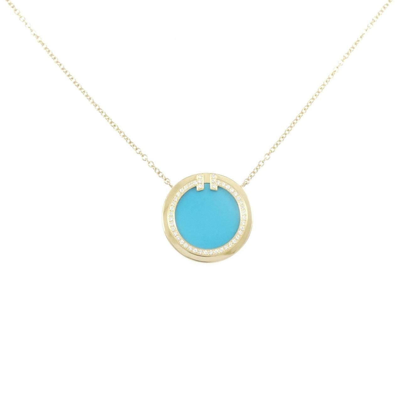 Tiffany & Co. Tiffany & Co. Tiffany T Circle 750 Yellow Gold Turquoise Diamond Necklace Precious Metal Necklace DUTY FREE for USA Size ONE SIZE - 1 Thumbnail
