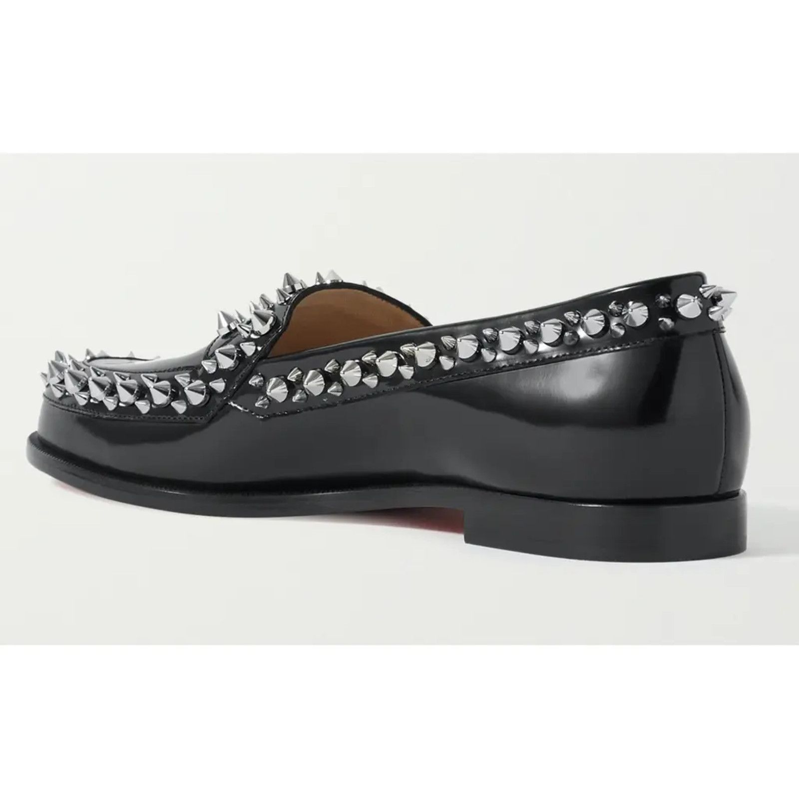 Christian Louboutin Mattia Spikes Donna Flat Black Calf Leather Slip Loafer 39 Size US 9 / IT 39 - 7 Thumbnail